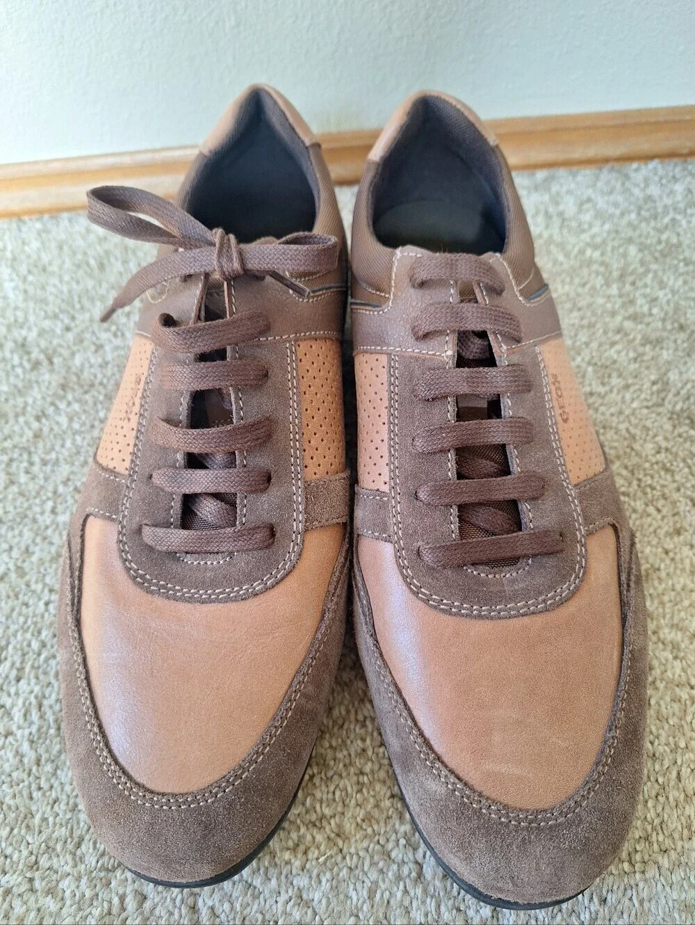 Geox U Adrien Leather Suede Breathable Casual Sneakers Brown Mens 9